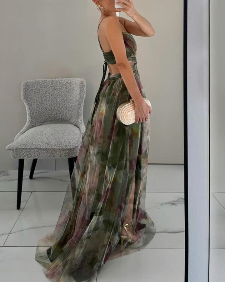 Celina | Urocza suknia maxi z kwiatowym nadrukiem