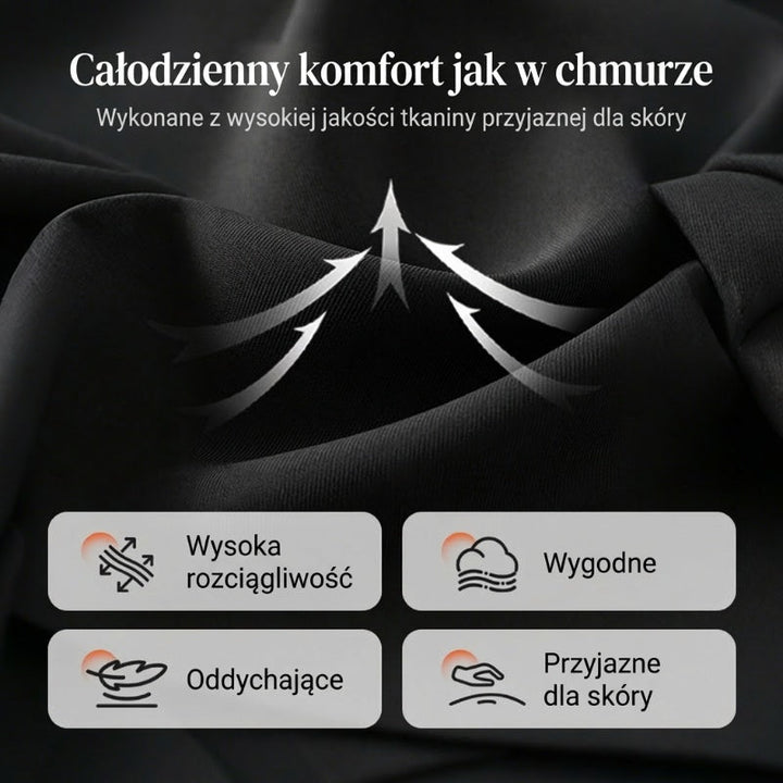Damski komplet: top z nieregularnym dołem i casualowe spodnie