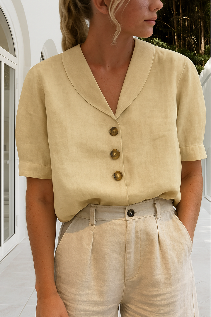 Evelinda | Elegancka Casualowa Lniana Bluzka