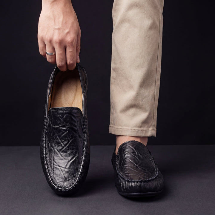 Casualowe skórzane loafersy